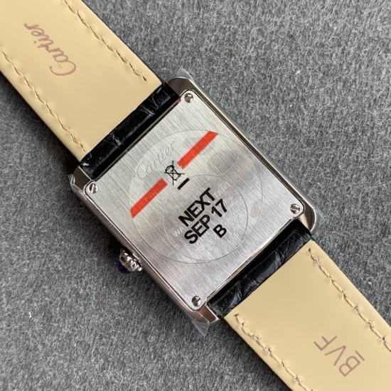 Cartier-Tank Must Small White dial On Black Leather Strap K11F Quartz