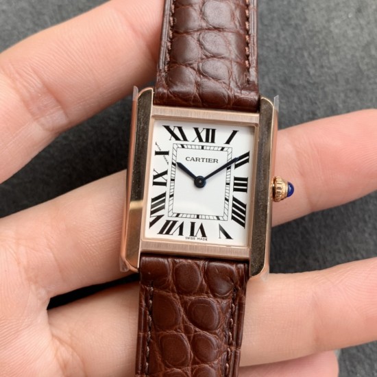 Cartier-Tank Solo 24mm RG/LE White Dial K11F Quartz