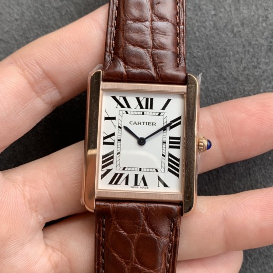 Cartier-Tank Solo 27mm RG/LE White Dial K11F Quartz