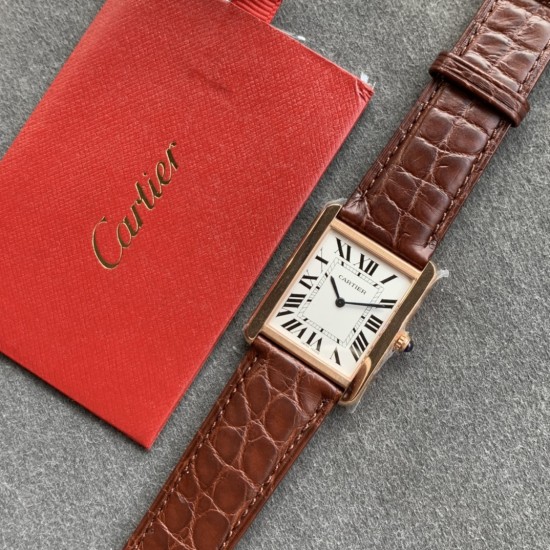 Cartier-Tank Solo 27mm RG/LE White Dial K11F Quartz