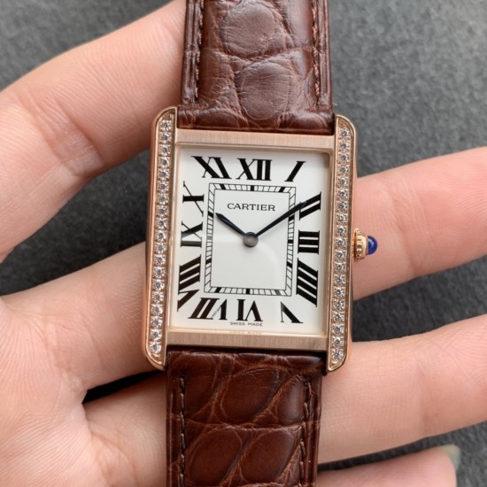 Cartier-Tank Louis 27mm Dia RG/LE Silver Dial K11F Quartz