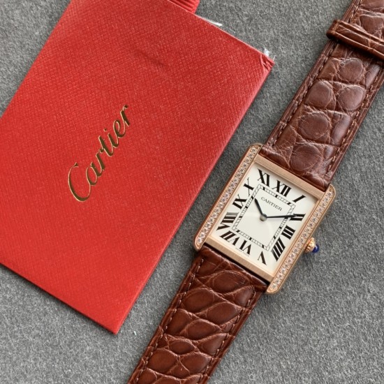 Cartier-Tank Louis 27mm Dia RG/LE Silver Dial K11F Quartz