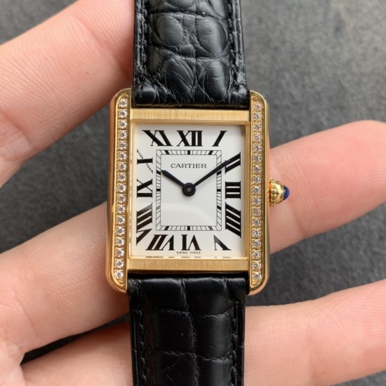 Cartier-Tank Française 24mmmm Dia YG/LE Silver Dial K11F Quartz