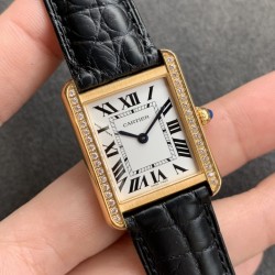 Cartier-Tank Française 24mmmm Dia YG/LE Silver Dial K11F Quartz