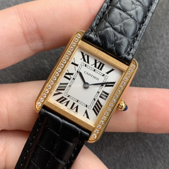 Cartier-Tank Française 24mmmm Dia YG/LE Silver Dial K11F Quartz