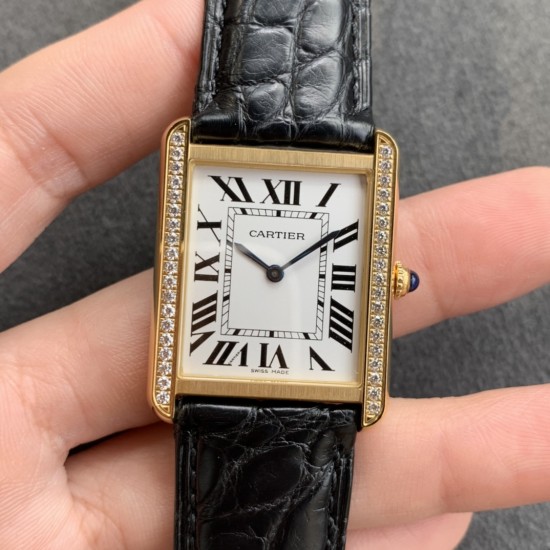 Cartier-Tank Française 27mmmm Dia YG/LE Silver Dial K11F Quartz
