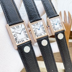 Cartier-Tank Must Dia Black 22/25/31mm SS/LE Rose Gold Dial K11F Quartz