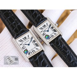 Cartier-Tank Must Dia Black 24mm/27mm SS/LE White Dial 3WF Quartz