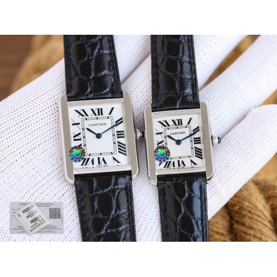 Cartier-Tank Must Dia Black 24mm/27mm SS/LE White Dial 3WF Quartz