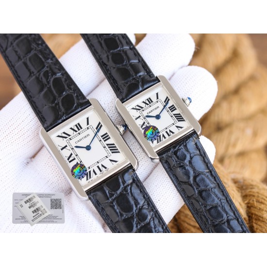 Cartier-Tank Must Dia Black 24mm/27mm SS/LE White Dial 3WF Quartz