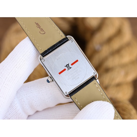 Cartier-Tank Must Dia Black 24mm/27mm SS/LE White Dial 3WF Quartz