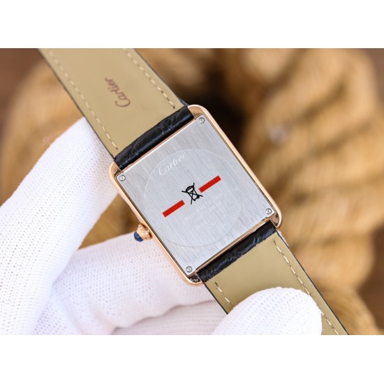 Cartier-Tank Must Dia Black 24mm/27mm RG/LE White Dial 3WF Quartz