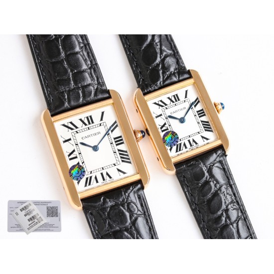 Cartier-Tank Must Black 24mm/27mm RG/LE White Dial 3WF Quartz