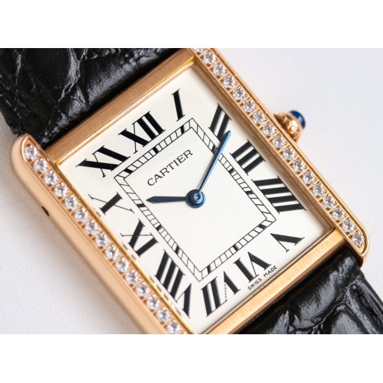 Cartier-Tank Must Black 24mm/27mm RG/LE White Dial 3WF Quartz