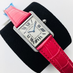 Cartier-Tank Louis 22mm/25.5mm Red Dia SS/LE White Dial VSF Quartz
