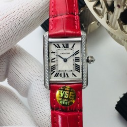 Cartier-Tank Louis 22mm Red Dia SS/LE White Dial VSF Quartz