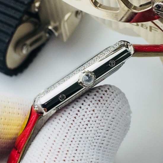 Cartier-Tank Louis 22mm Red Dia SS/LE White Dial VSF Quartz