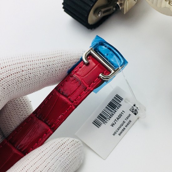 Cartier-Tank Louis 22mm Red Dia SS/LE White Dial VSF Quartz