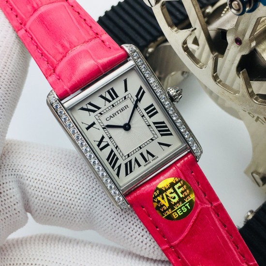 Cartier-Tank Louis 25.5mm Red Dia SS/LE White Dial VSF Quartz