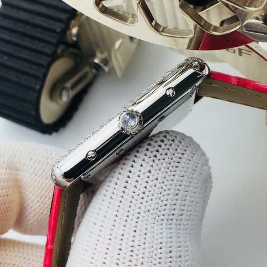 Cartier-Tank Louis 25.5mm Red Dia SS/LE White Dial VSF Quartz