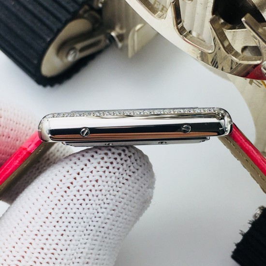 Cartier-Tank Louis 25.5mm Red Dia SS/LE White Dial VSF Quartz