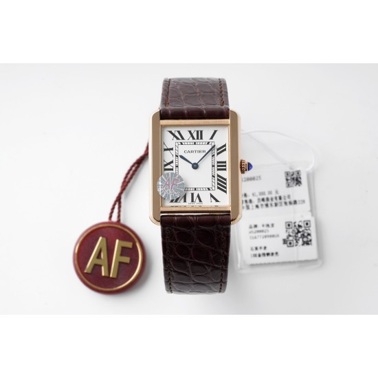 Cartier-Tank Solo 27.4mm RG/LE White Dial AF Quartz