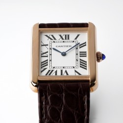 Cartier-Tank Solo 27.4mm RG/LE White Dial AF Quartz