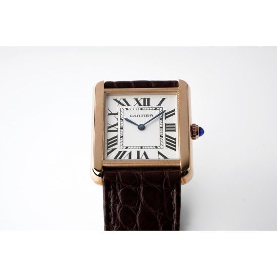 Cartier-Tank Solo 27.4mm RG/LE White Dial AF Quartz