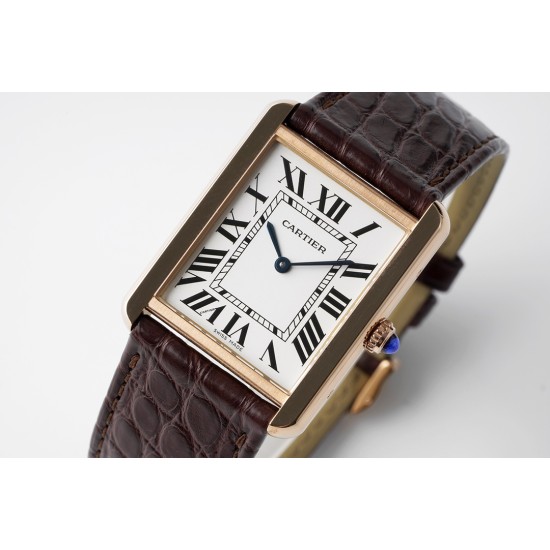 Cartier-Tank Solo 27.4mm RG/LE White Dial AF Quartz