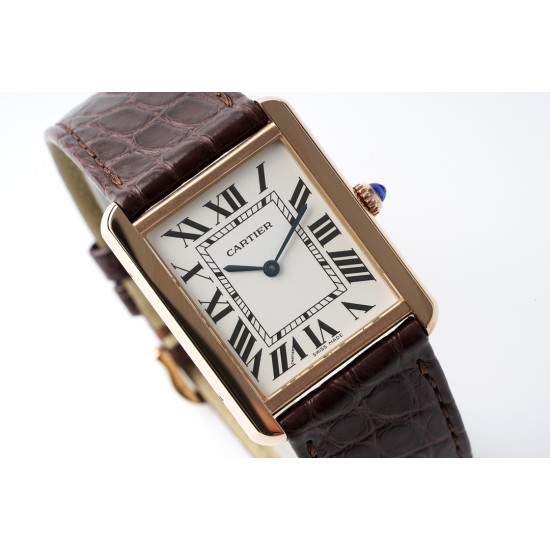 Cartier-Tank Solo 27.4mm RG/LE White Dial AF Quartz