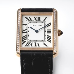 Cartier-Tank Solo Dia 27.4mm RG/LE White Dial AF Quartz