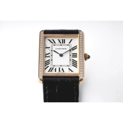 Cartier-Tank Solo Dia 27.4mm RG/LE White Dial AF Quartz