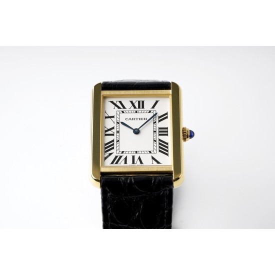 Cartier-Tank Solo 24.4mm YG/LE White Dial AF Quartz