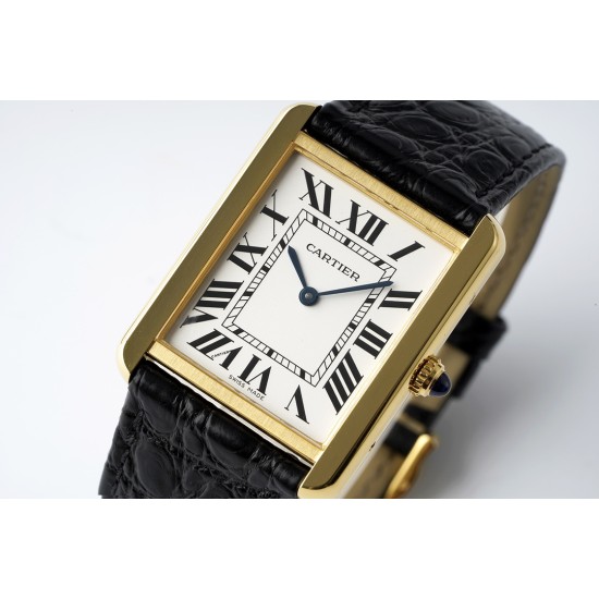 Cartier-Tank Solo 24.4mm YG/LE White Dial AF Quartz