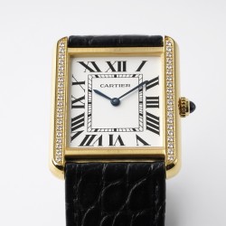 Cartier-Tank Solo 27.4mm Dia YG/LE White Dial AF Quartz