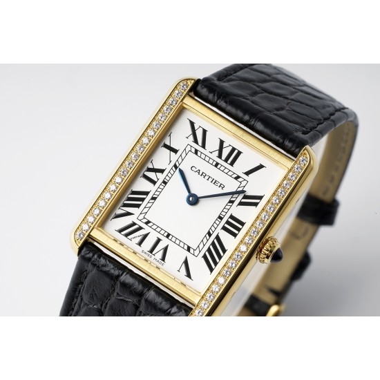 Cartier-Tank Solo 27.4mm Dia YG/LE White Dial AF Quartz