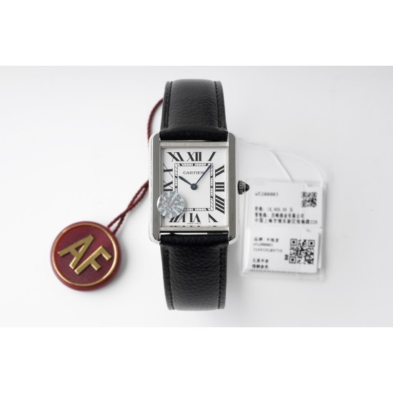 Cartier-Tank Solo 24.4mm White Dial on Lychee Grain Leather AF Quartz