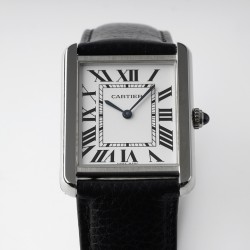 Cartier-Tank Solo 24.4mm White Dial on Lychee Grain Leather AF Quartz