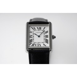 Cartier-Tank Solo 24.4mm White Dial on Lychee Grain Leather AF Quartz