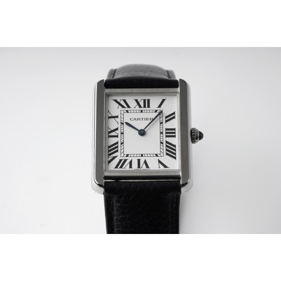 Cartier-Tank Solo 24.4mm White Dial on Lychee Grain Leather AF Quartz