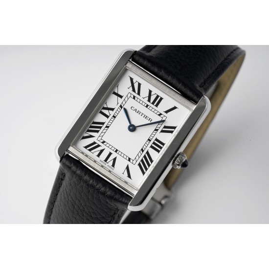 Cartier-Tank Solo 24.4mm White Dial on Lychee Grain Leather AF Quartz