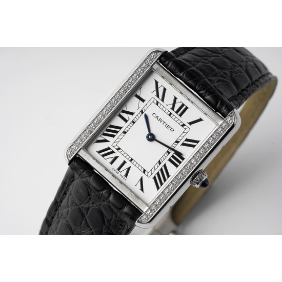 Cartier-Tank Solo 24.4mm Dia SS/LE White Dial AF Quartz
