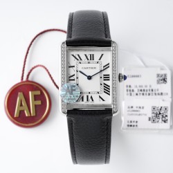 Cartier-Tank Solo 27.4mm White Dial on Lychee Grain Leather AF Quartz