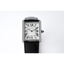 Cartier-Tank Solo 27.4mm White Dial on Lychee Grain Leather AF Quartz