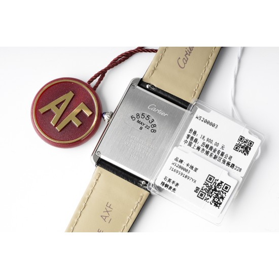 Cartier-Tank Solo 27.4mm White Dial on Lychee Grain Leather AF Quartz