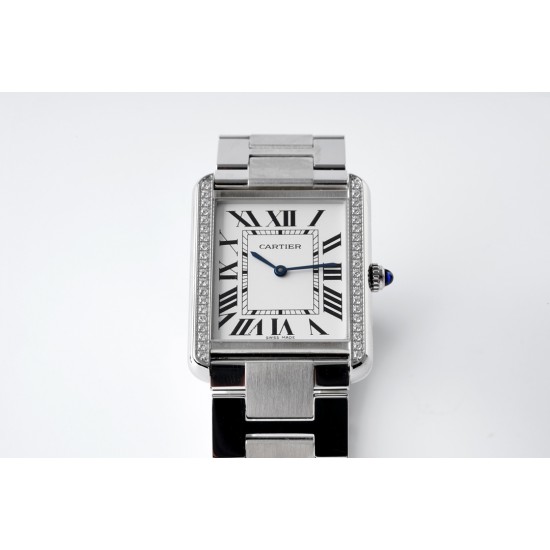 Cartier-Tank Solo 27.4mm Dia SS/SS White Dial AF MY9015