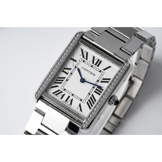 Cartier-Tank Solo 27.4mm Dia SS/SS White Dial AF MY9015