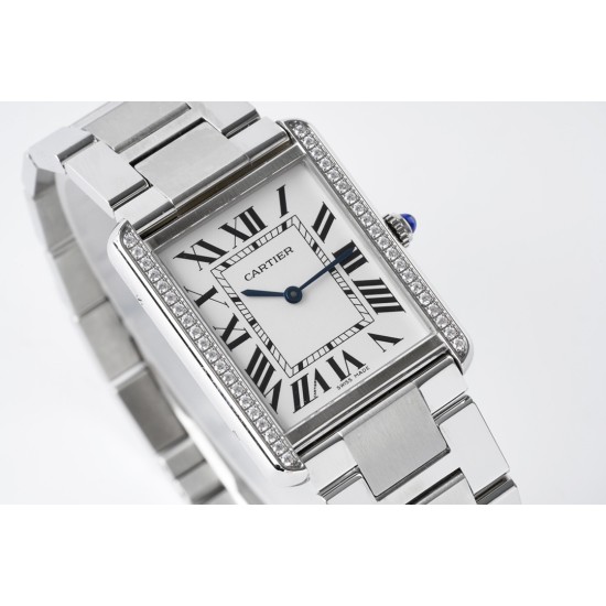 Cartier-Tank Solo 27.4mm Dia SS/SS White Dial AF MY9015