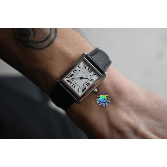 Cartier-Tank Must Black 24mm/27mm SS/LE White Dial 3WF Quartz