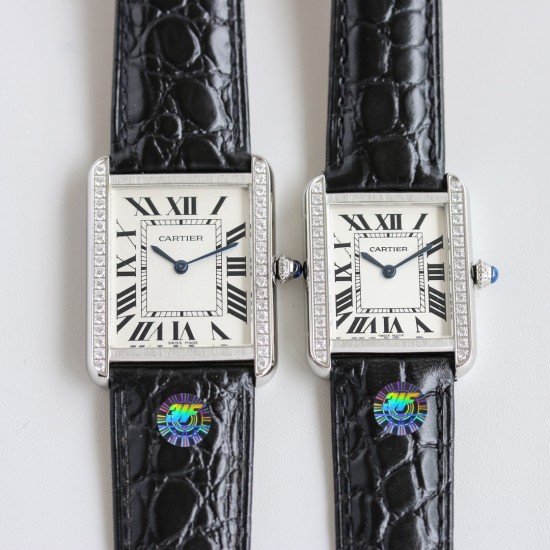 Cartier-Tank Must Black 24mm/27mm SS/LE White Dial 3WF Quartz